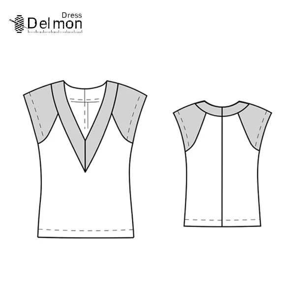 الگو تاپ برش دار یقه هفت